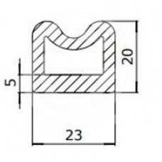 Opblaasbaar siliconen profiel | zwart | 23 x 20 mm | rol 25 meter